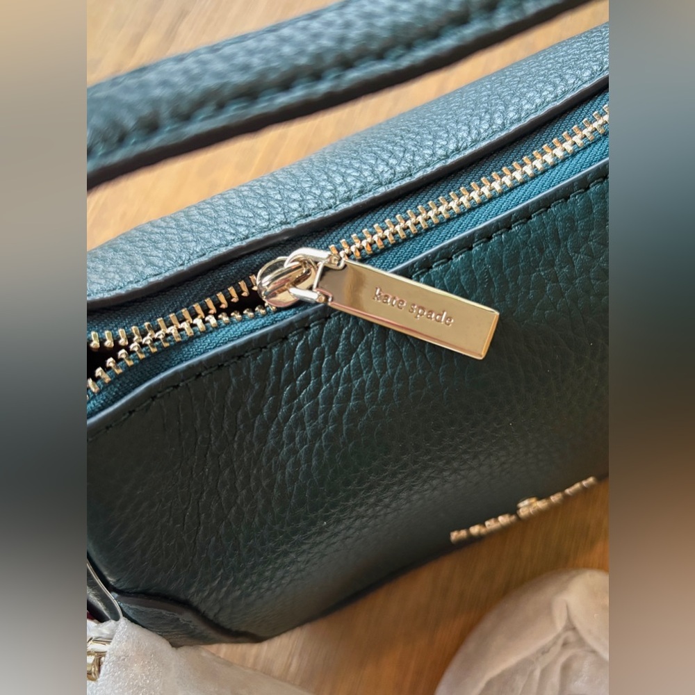 NEW Kate Spade dark green pebbled leather micro mini crossbody bag - Picture 5 of 6